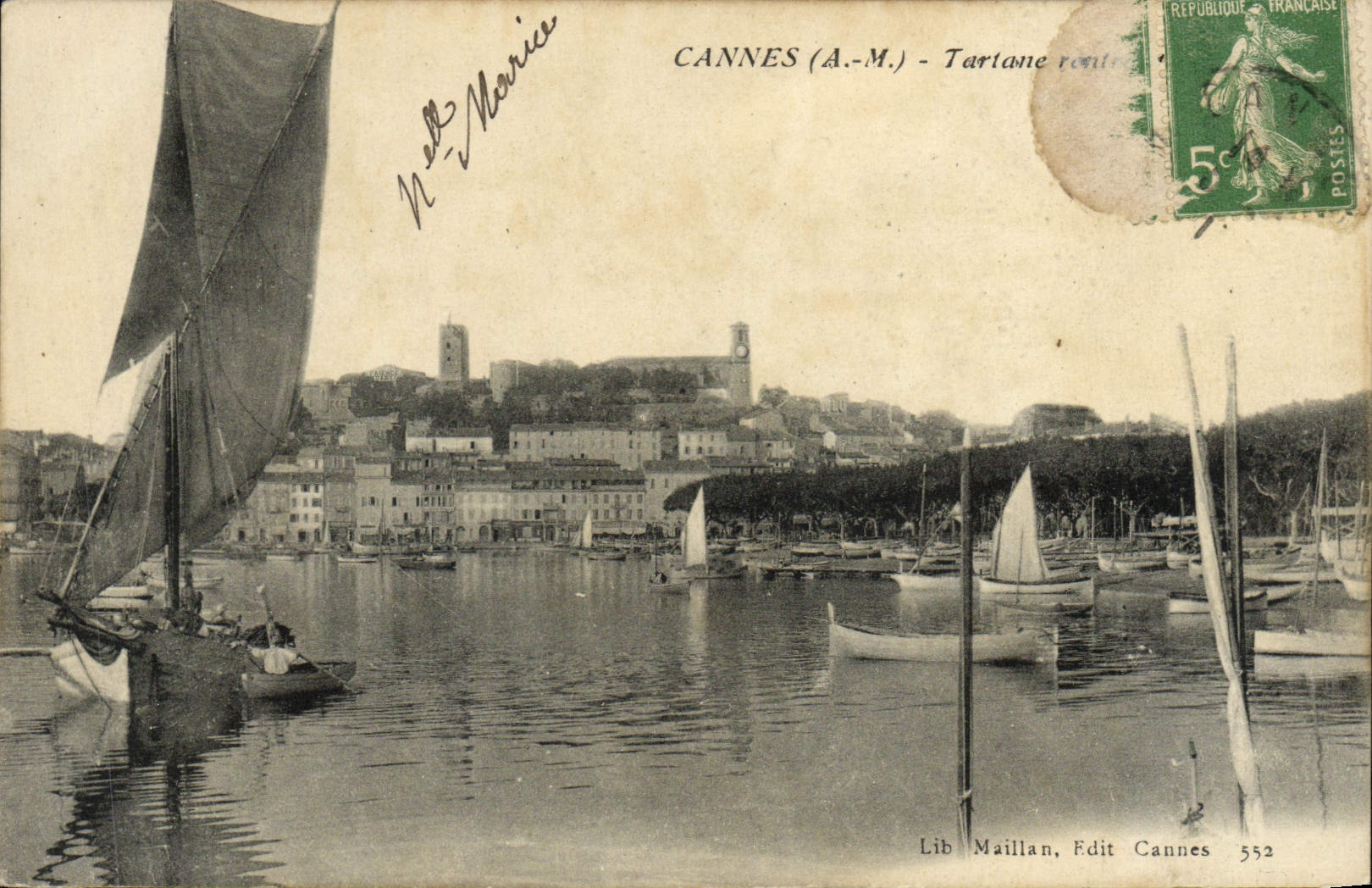 VINTAGE POSTCARD Cannes Tartane Boat