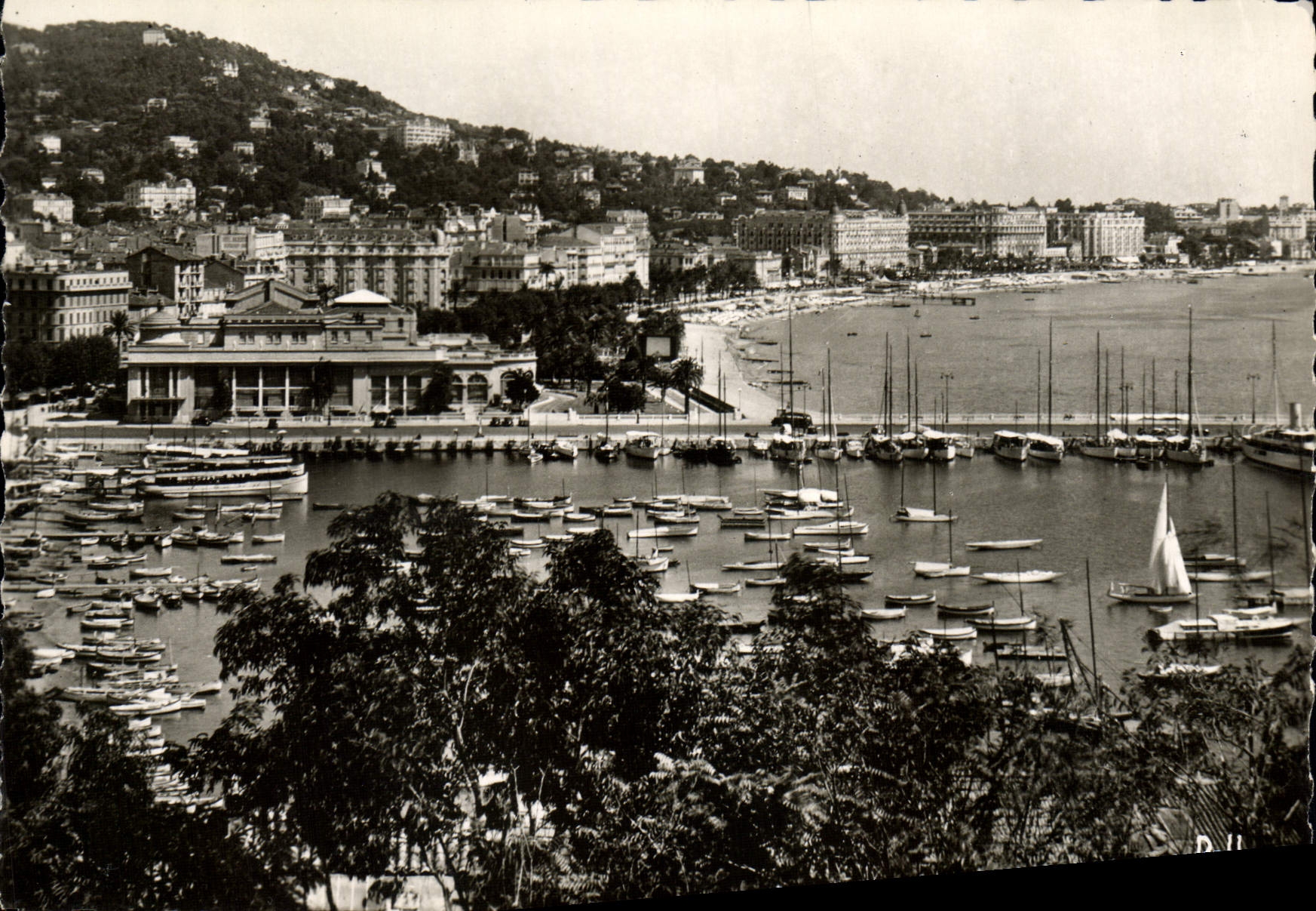 VINTAGE POSTCARD Cannes the Port and the Small cross Seen of the Mount Knight Boats