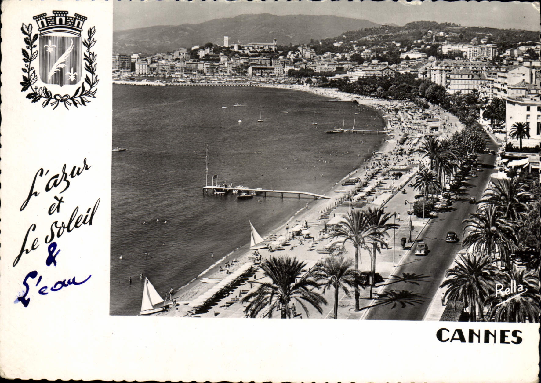 MODERN CARD Cannes View On the Boulevard of the Small cross and Suquet
