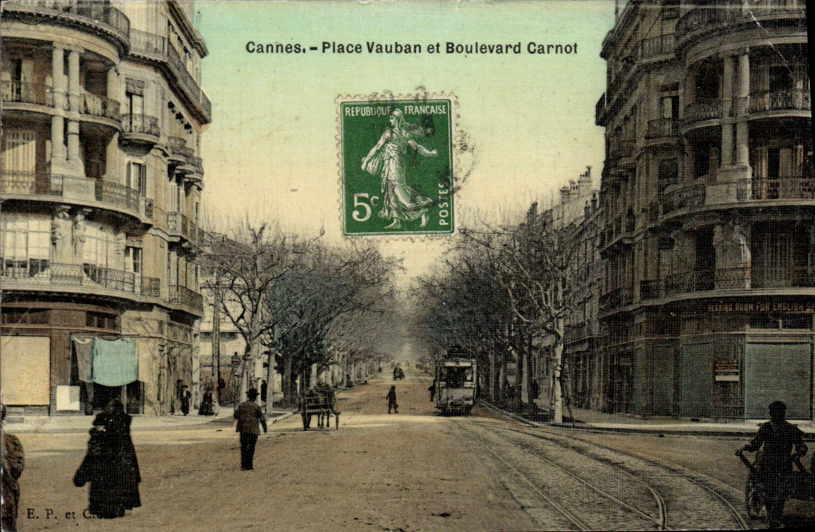 CPA Cannes Place Vauban et Boulevard Carnot (carte toilee)