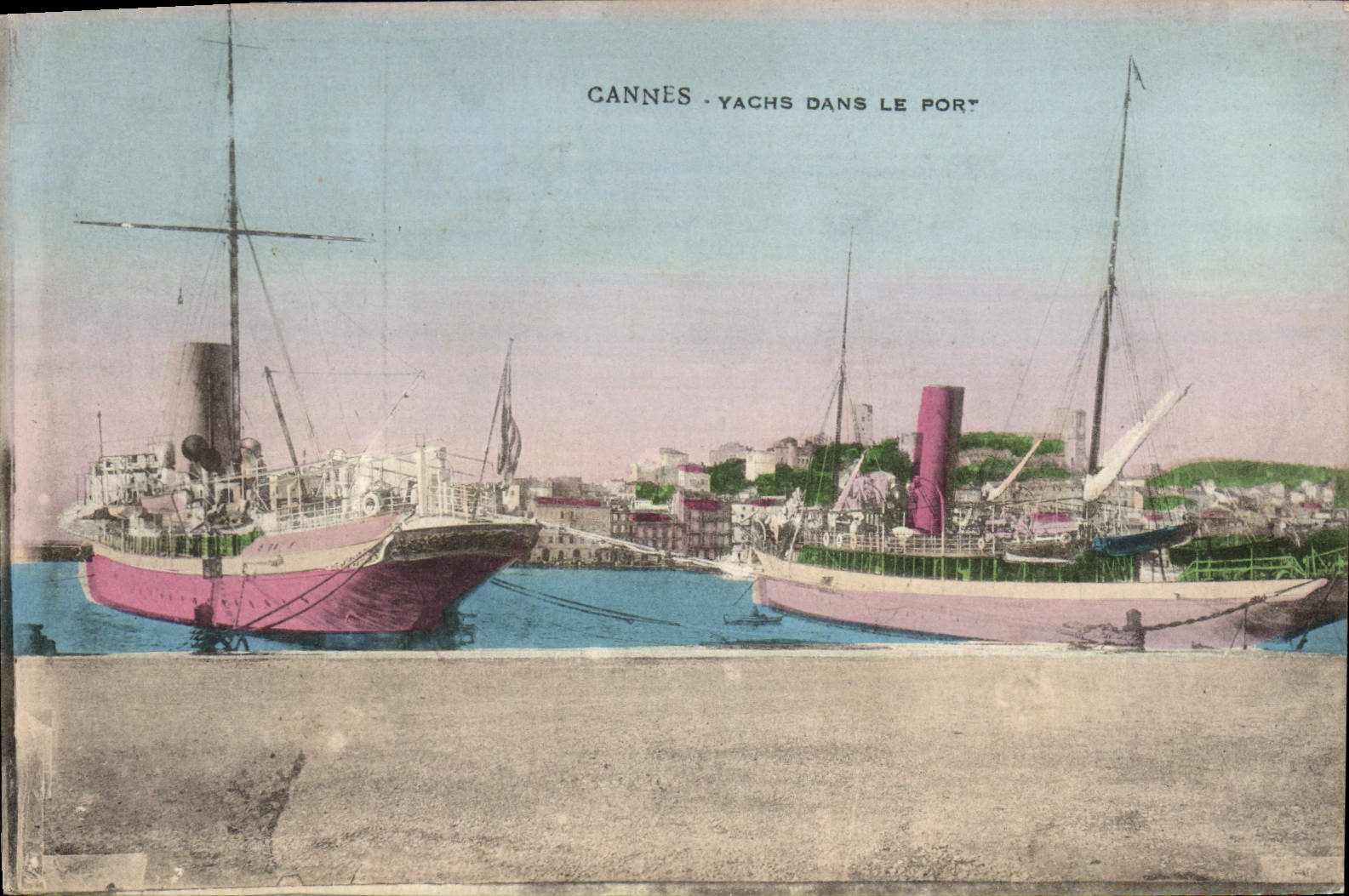 VINTAGE POSTCARD Cannes Yachts In the Port Boats