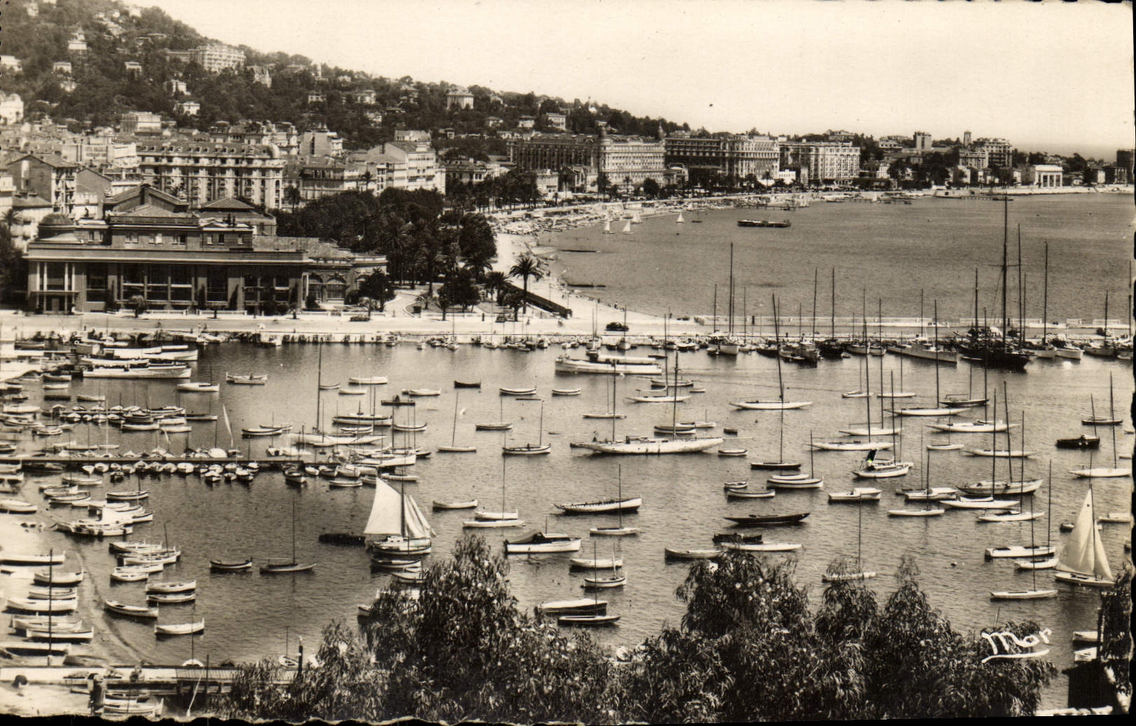 VINTAGE POSTCARD Cannes the Port and the Small cross Boats