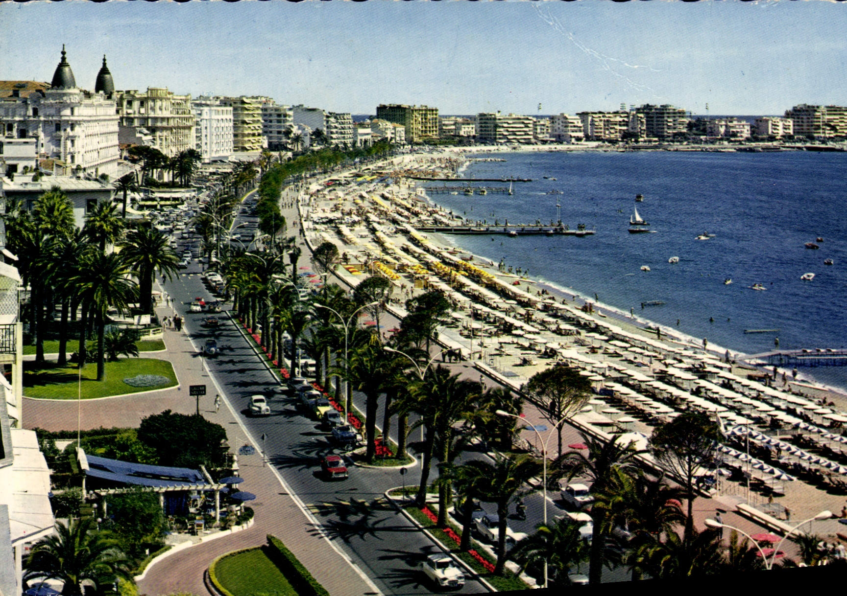 VINTAGE POSTCARD Cannes the Small cross and its beaches Carlton Miramar and Martinez