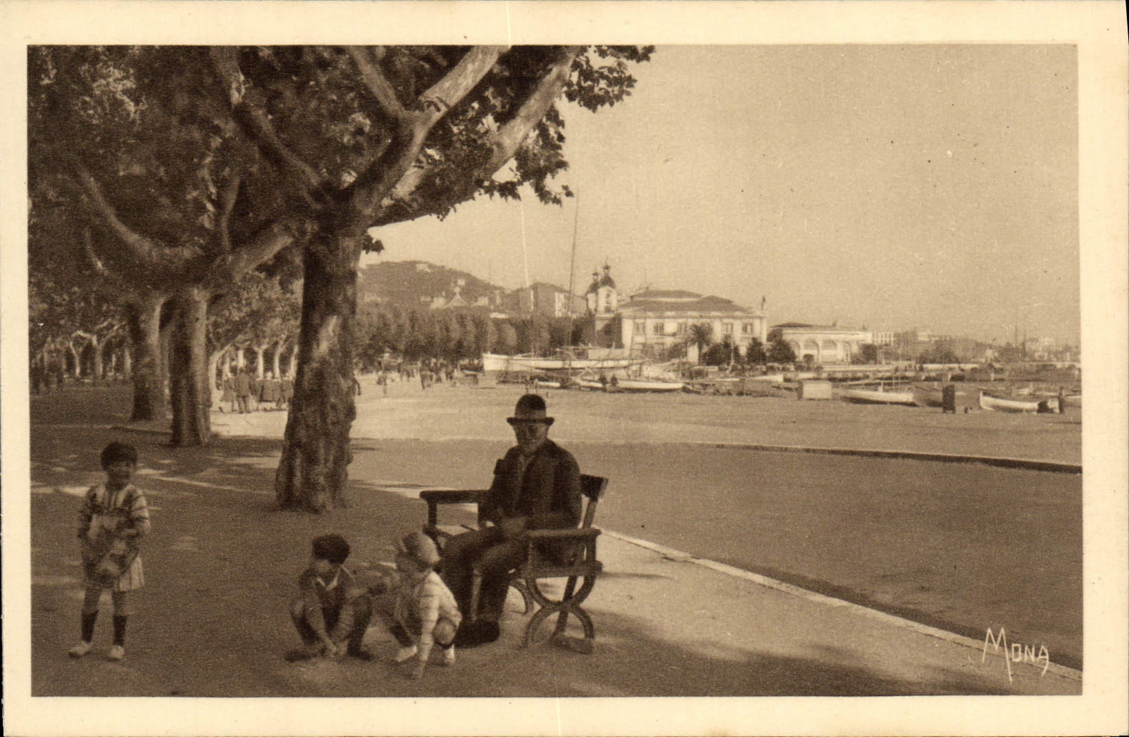 VINTAGE POSTCARD Cannes the Casino and Alleys of Freedom Child Old man