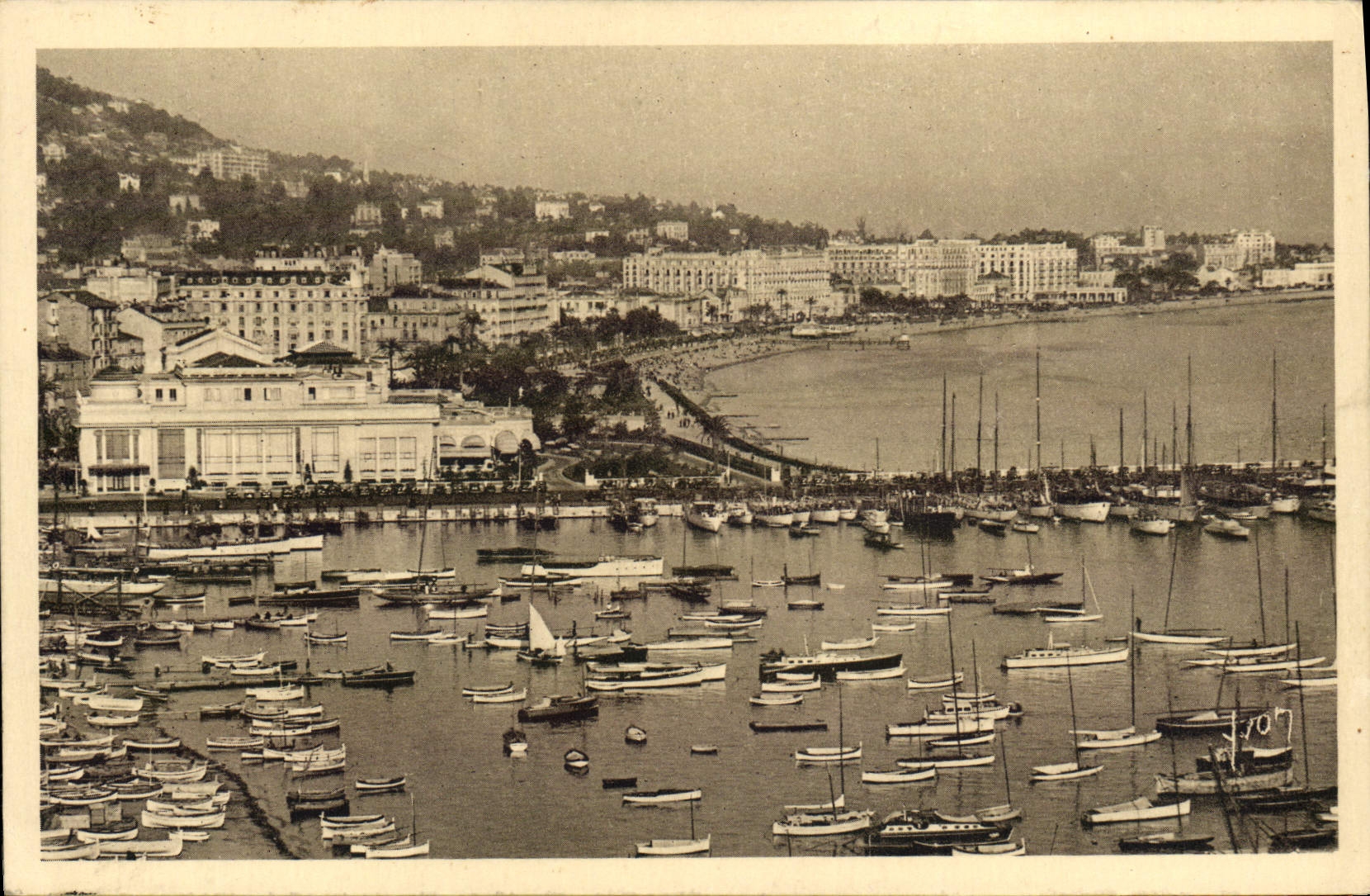 VINTAGE POSTCARD Cannes View on the Port the Casino and Hotels