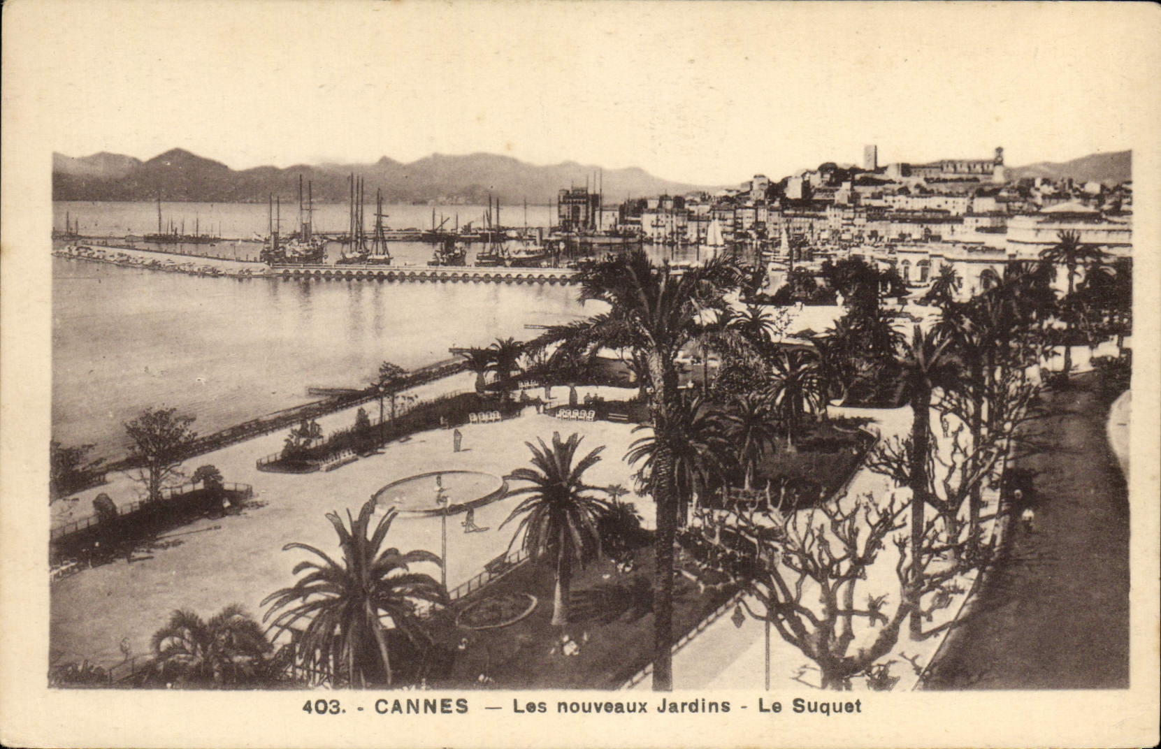 VINTAGE POSTCARD Cannes new Gardens Suquet