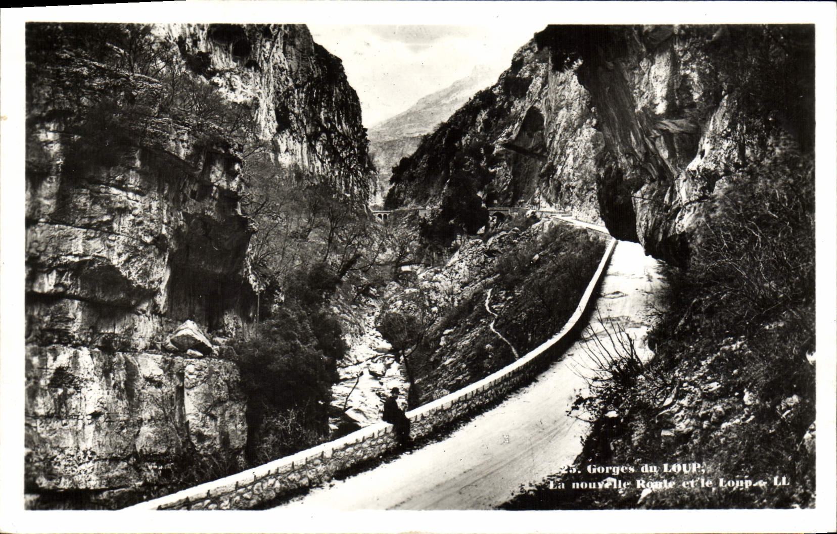 CPA Gorges du Loup La novuelle route et le loup