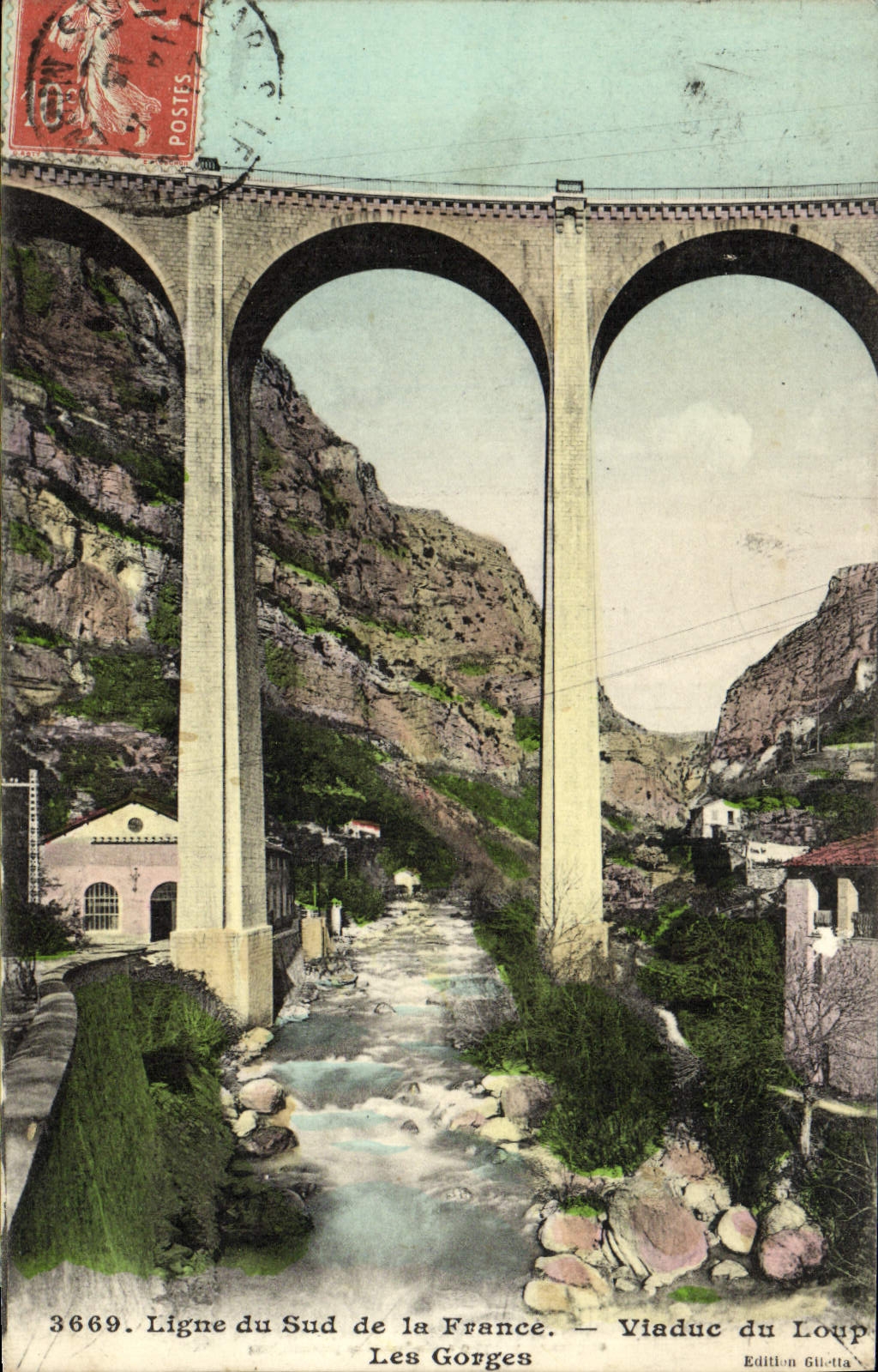 VINTAGE POSTCARD Line of the South of France Viaduct of the Wolf Falls