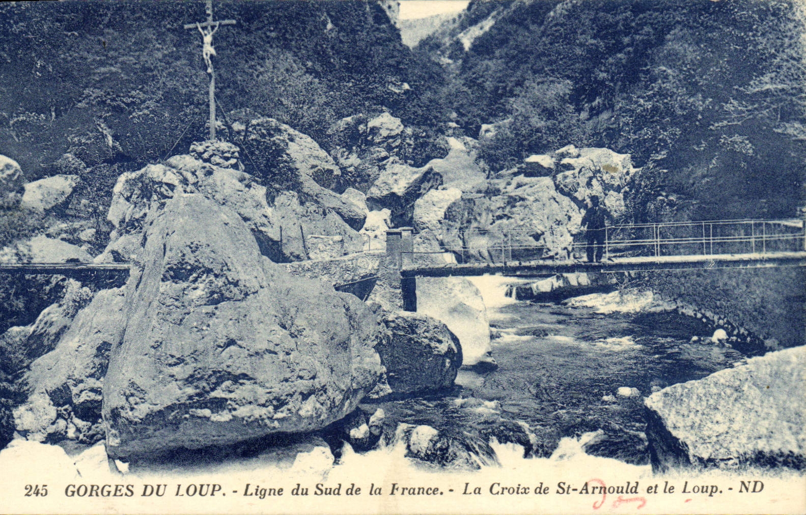 VINTAGE POSTCARD Falls of the Wolf Line of the South of France the cross of St Arnould and the wolf