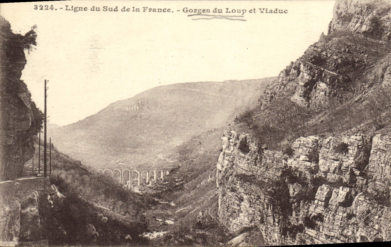 VINTAGE POSTCARD Line of the South of France Falls of the Wolf and Viaduct