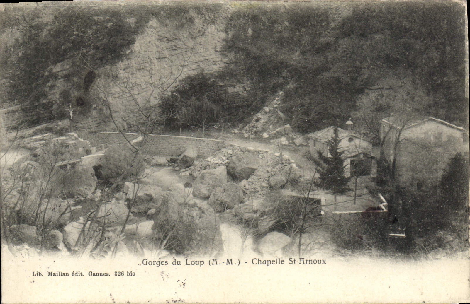 Catarata de la POSTAL de la VENDIMIA del St Arnoux de la cámara acorazada del lobo