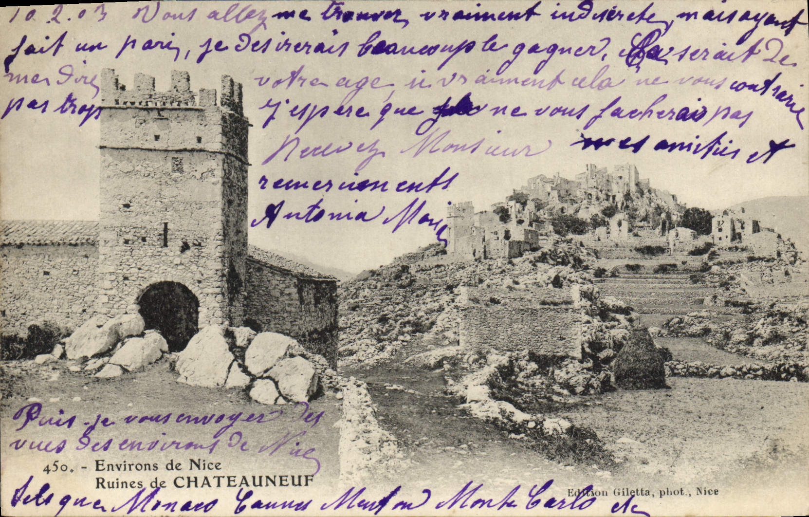 CPA Environs de Nice Ruines de Chateauneuf