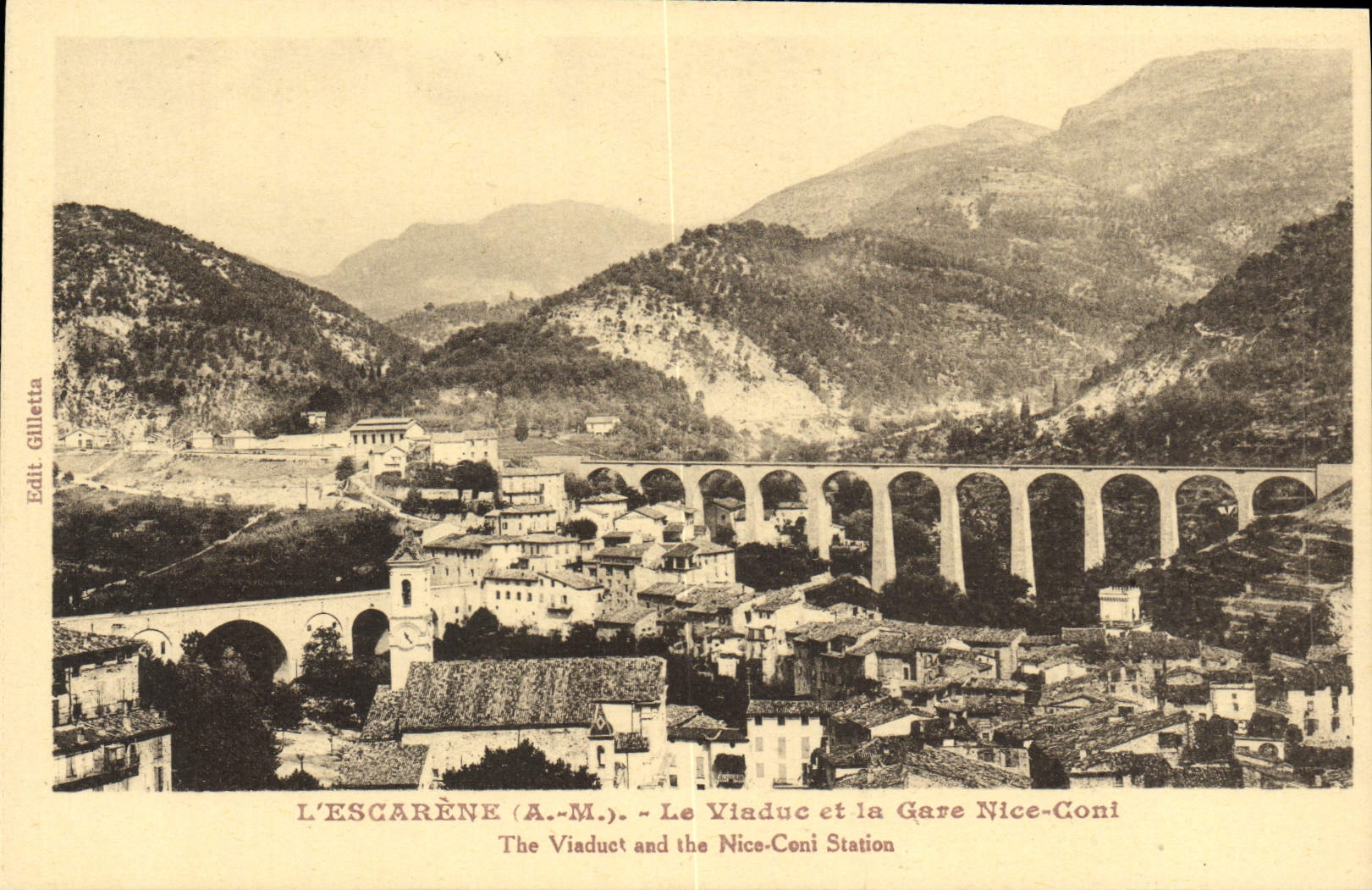 CPA L'Escarene Le Viaduc et la Gare Nice Coni