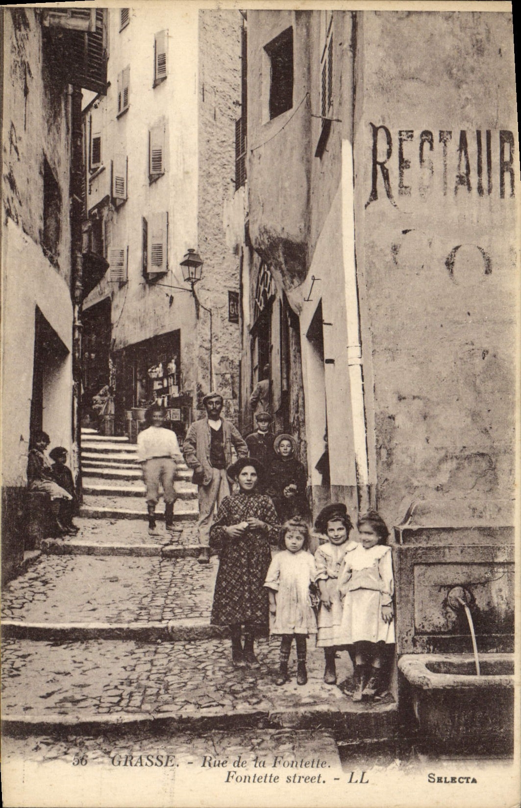 Calle grasa de la POSTAL de la VENDIMIA de los niños de Fontette
