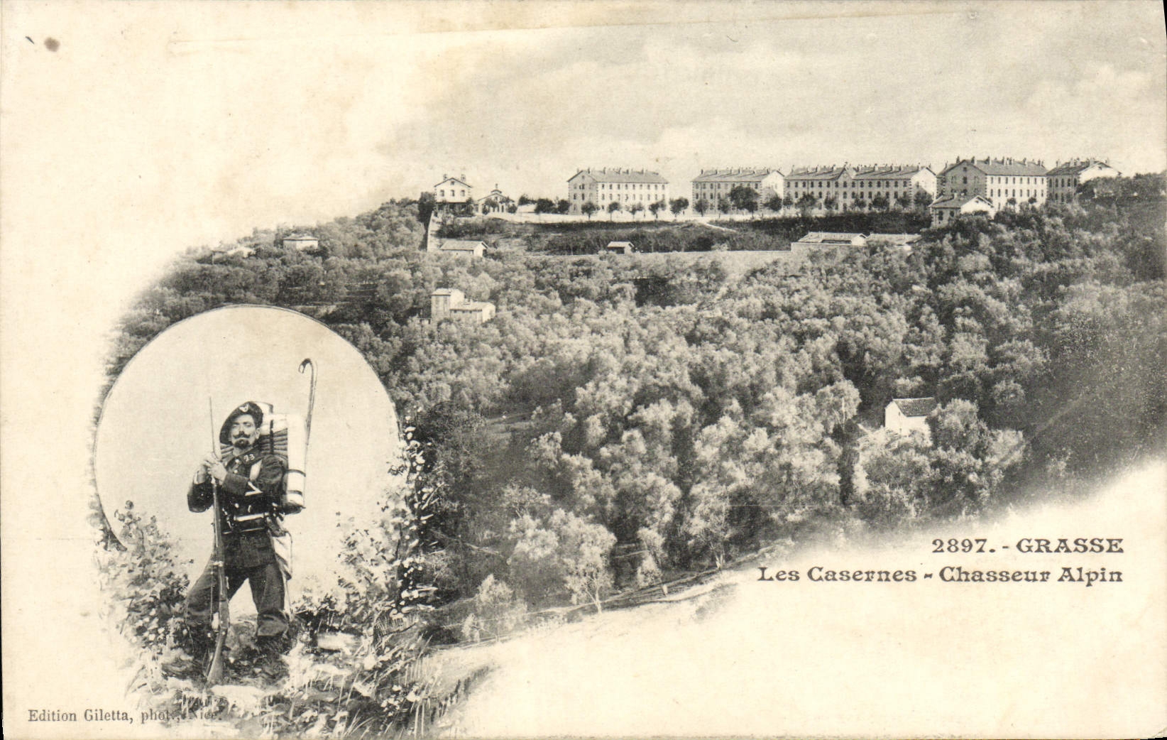 POSTAL de la VENDIMIA grasa el cazador alpestre de Militaria de los cuarteles