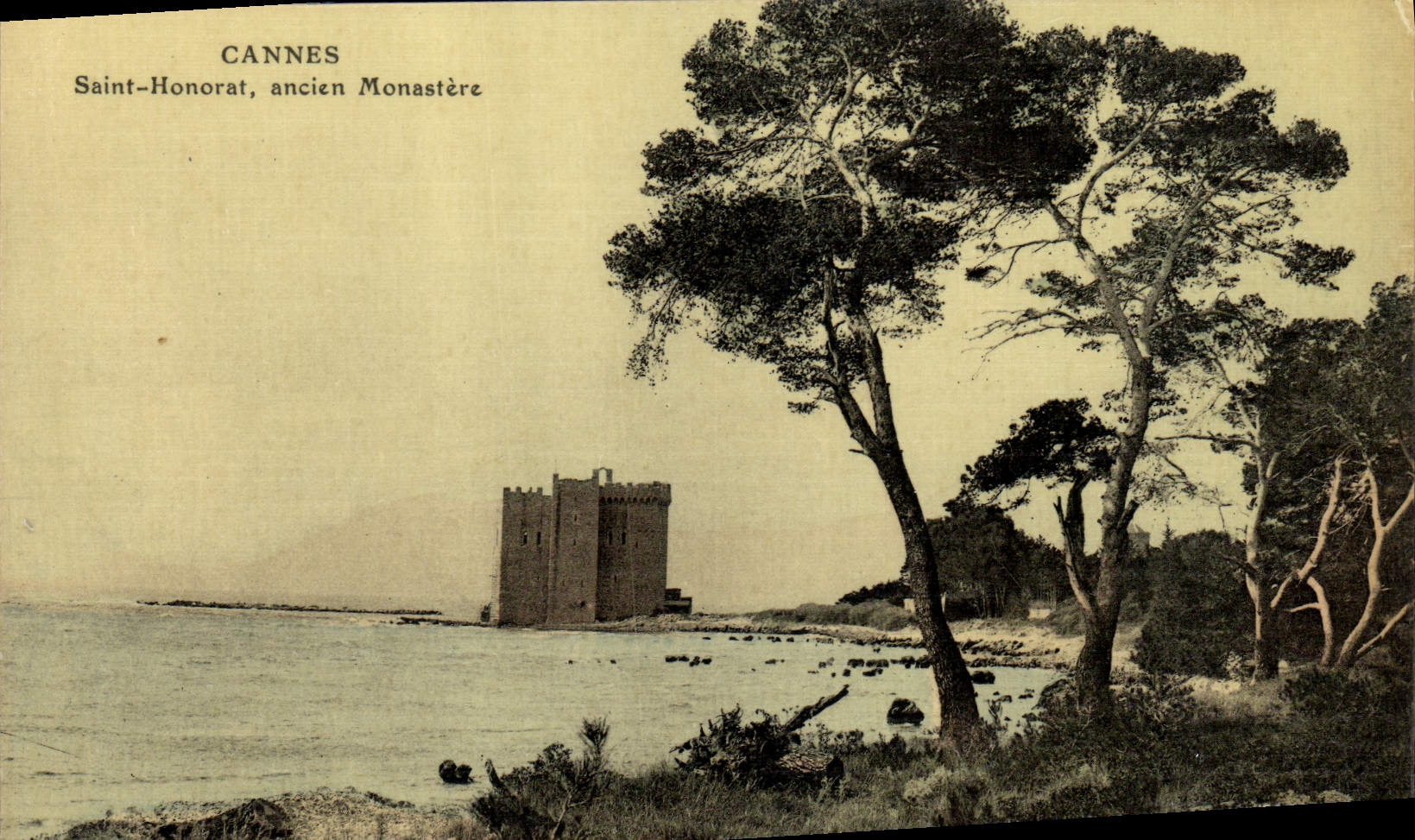 VINTAGE POSTCARD Holy Cannes Honorat old Monastery (chart toilee)