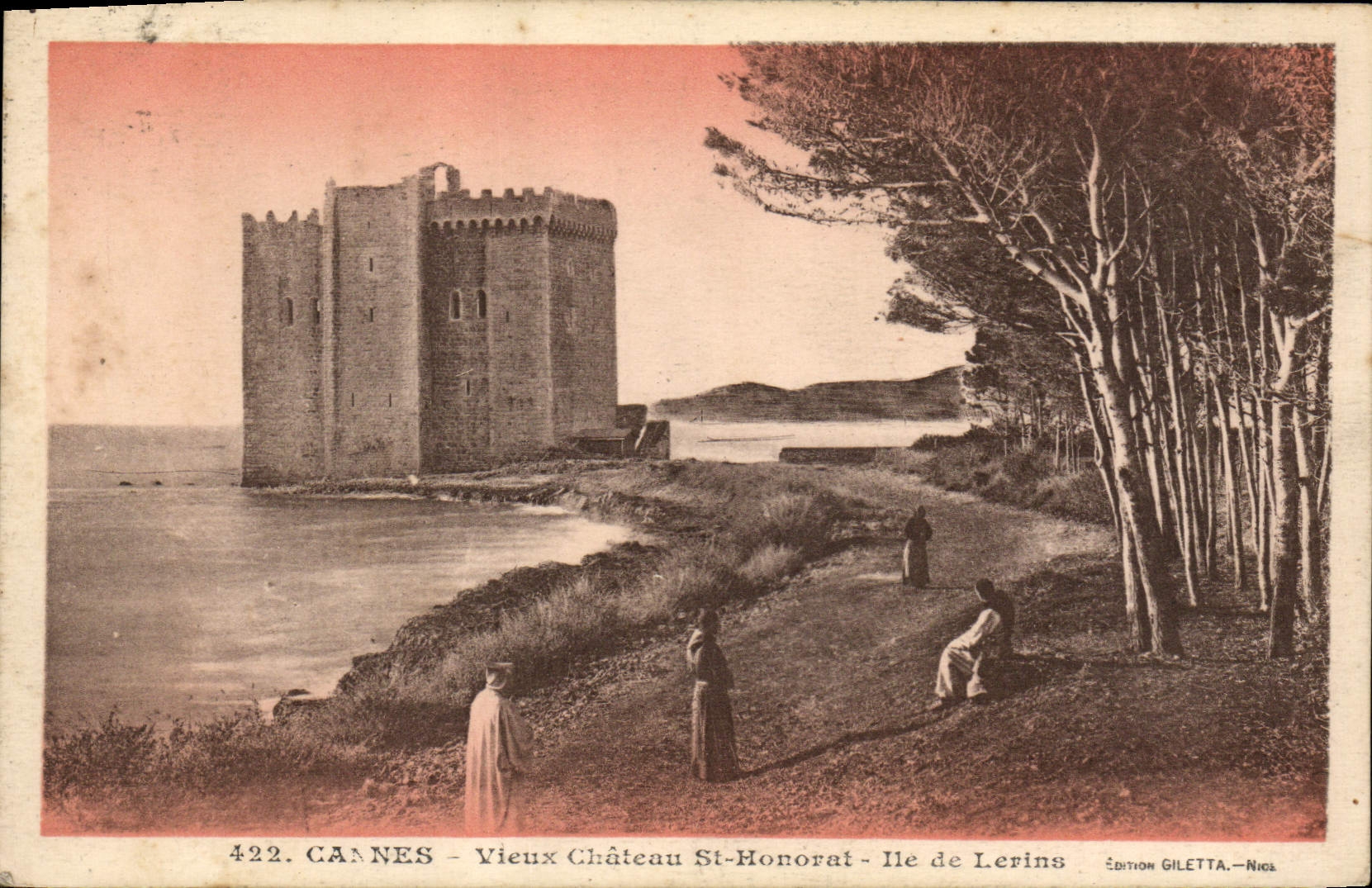 VINTAGE POSTCARD Cannes Old Castle St Honorat of Lerins