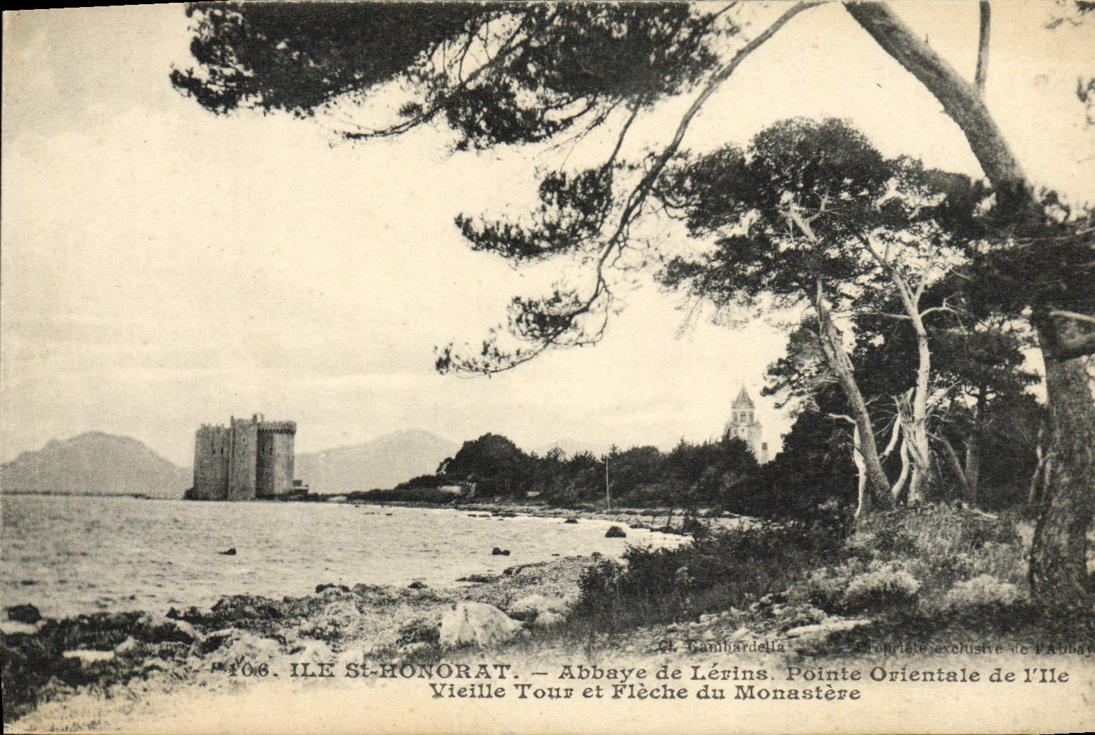 VINTAGE POSTCARD St Honorat Abbaye of Lerins Points Eastern island Vieille tower and arrow of the monastery