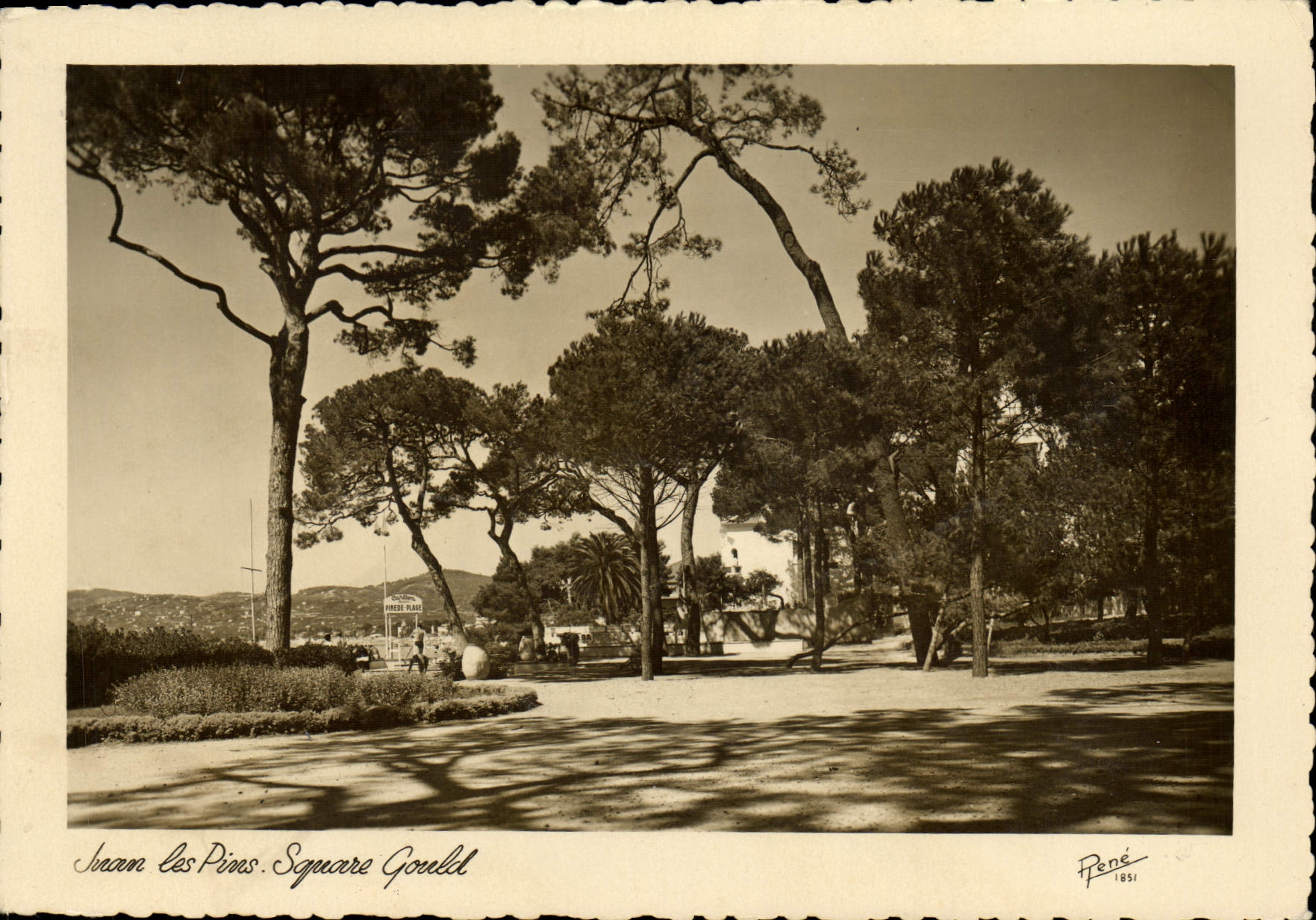 POSTAL Juan de la VENDIMIA el jardín público de Gould de los pinos