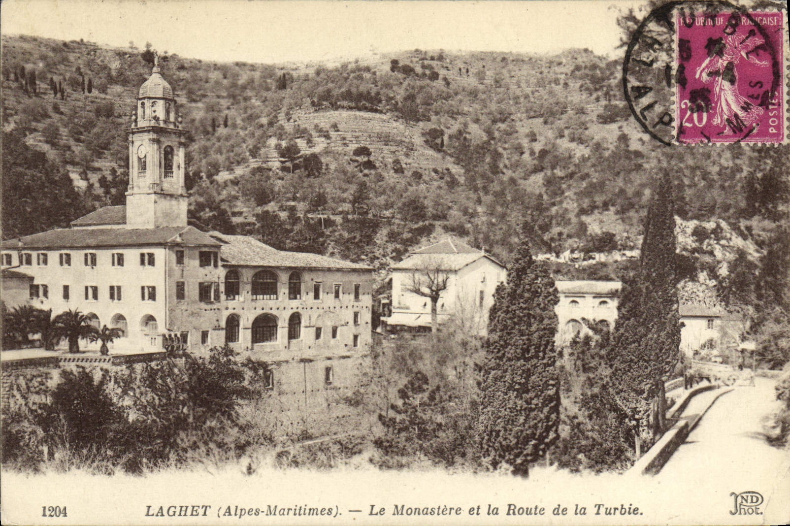 CPA Laghet Le Monastere et la Route de la Turbie
