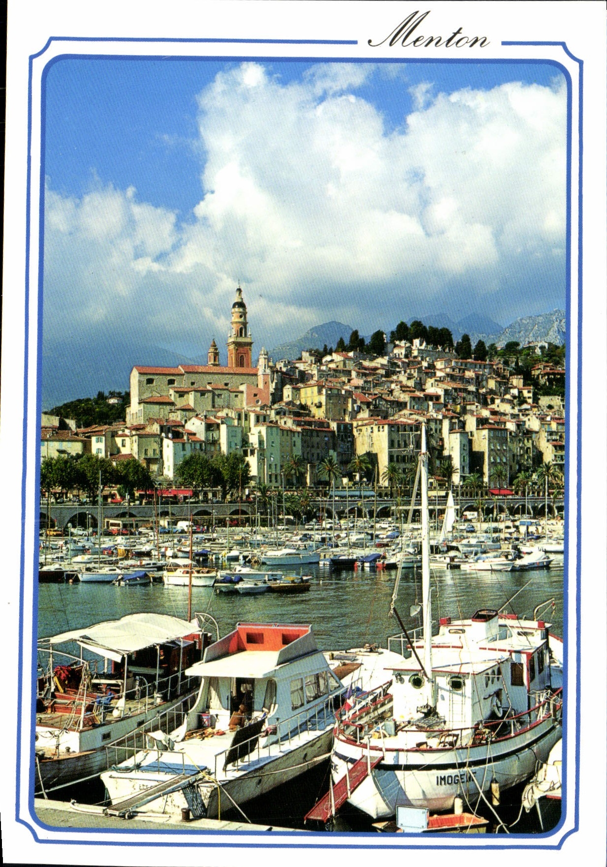 MODERN CARD Menton the old port and at the bottom the old city