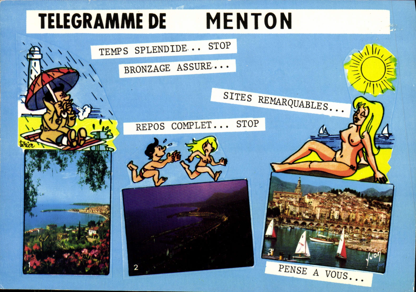 CPM Menton Telegramme 