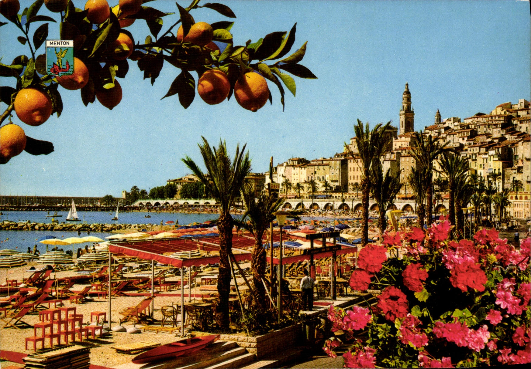 POSTAL MODERNA playas Menton nuevas y la ciudad vieja