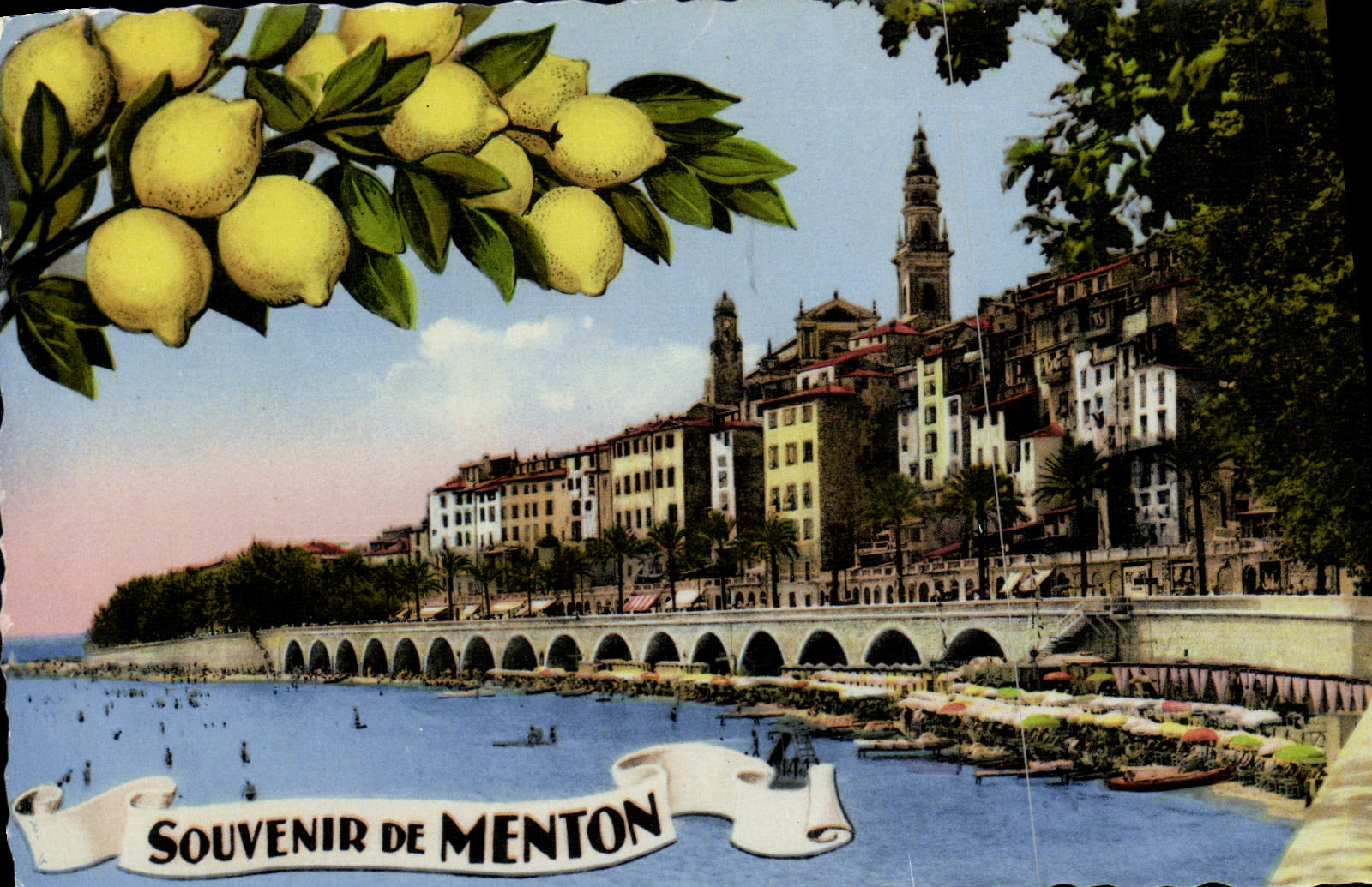POSTAL MODERNA Menton recordar Menton de limones