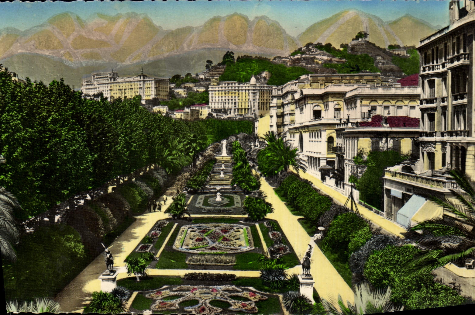 De la VENDIMIA de la POSTAL opinión Menton de los hoteles de los jardines y de las montañas de St Inés