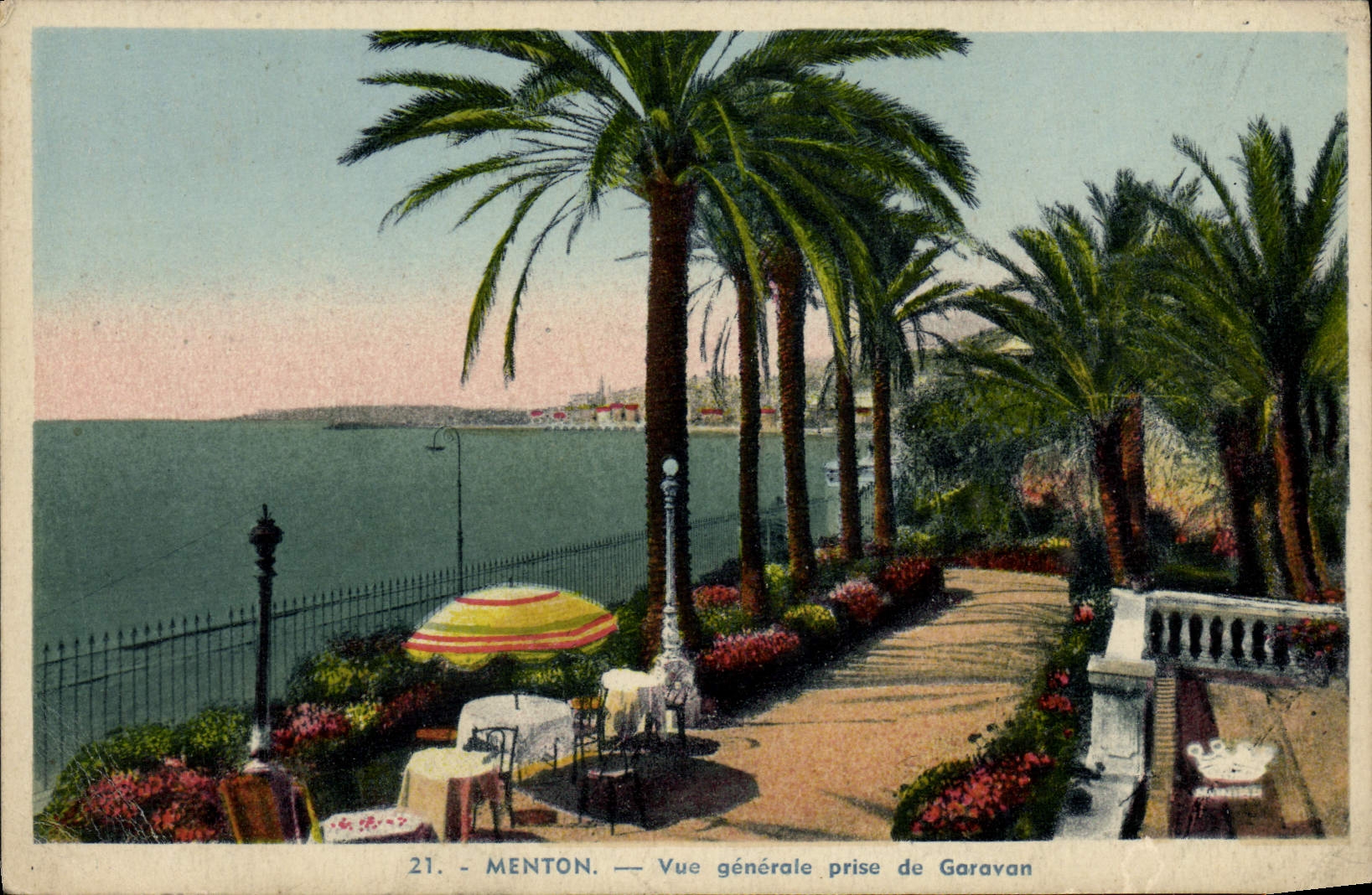 POSTAL Menton View Taken De Garavan de la VENDIMIA