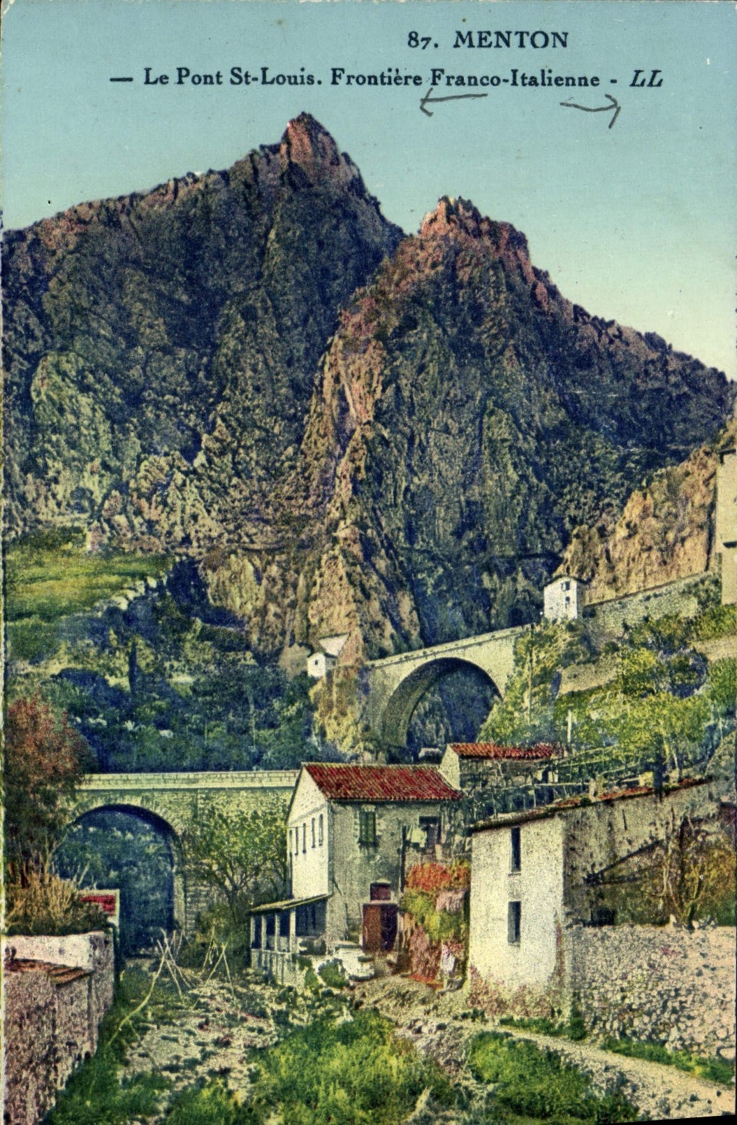 CPA Menton Le Pont St Louis Frontiere Franco italienne 