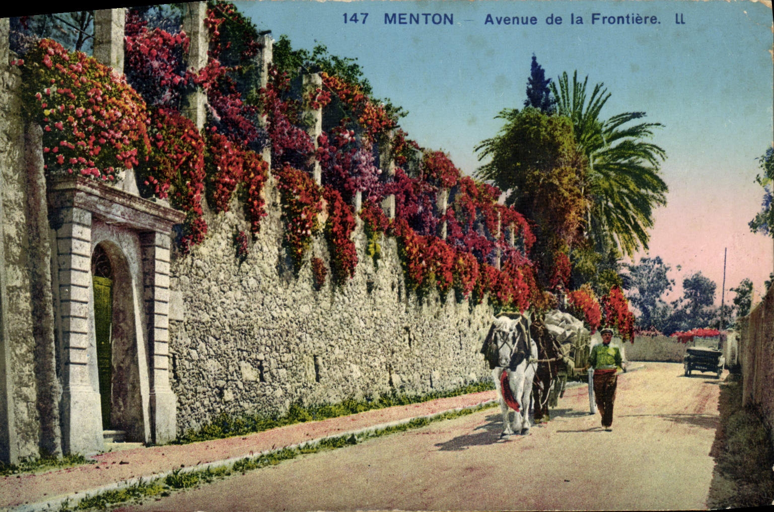 POSTAL de la VENDIMIA Menton que ocurrió de la frontera