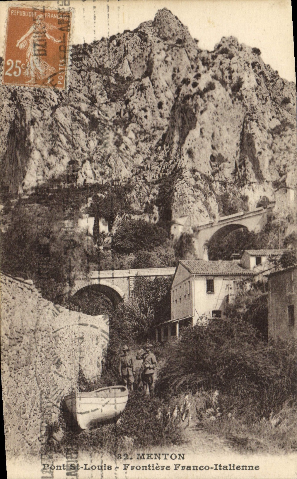 CPA Menton Pont St Louis Frontiere Franco Italienne Douaniers