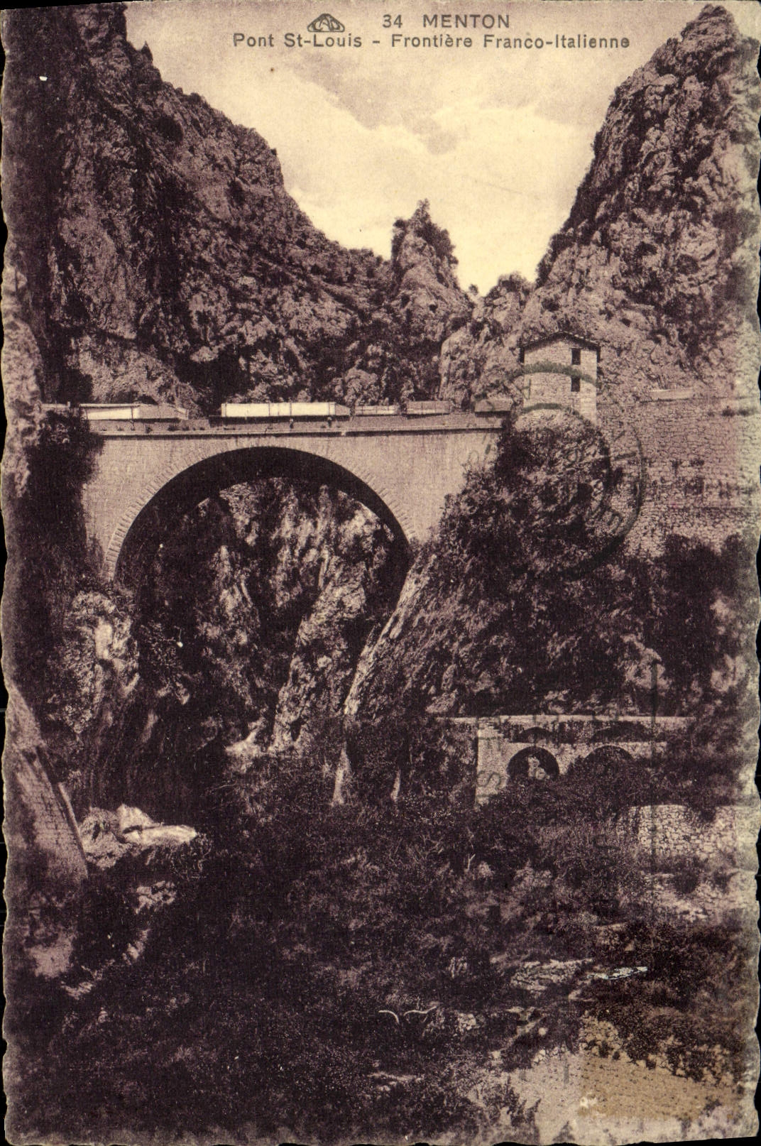 De la VENDIMIA de la POSTAL italiano sin fronteras de St. Louis del puente Menton