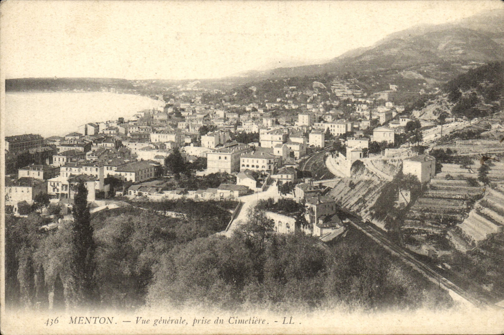 De la VENDIMIA de la POSTAL cementerio tomado visión Menton