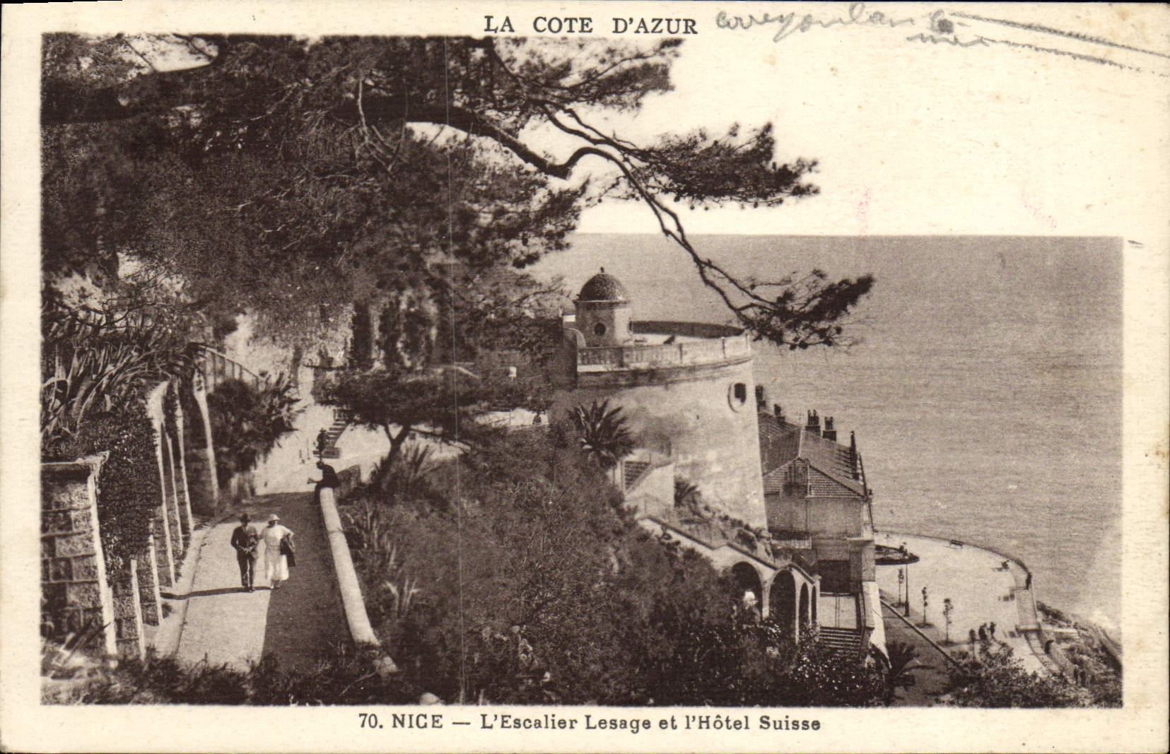 CPM Nice L'Escalier Lesage et L'Hotel Suisse