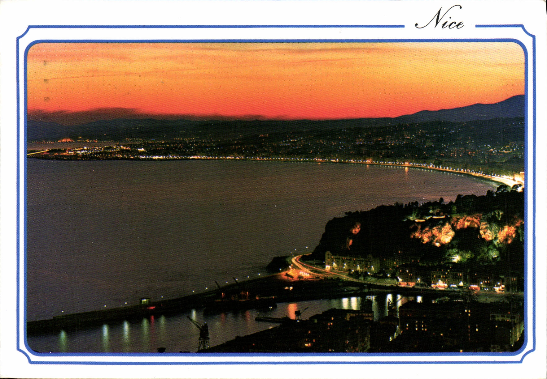 MODERN CARD Nice the Port and the Bay Of the Angels the Night