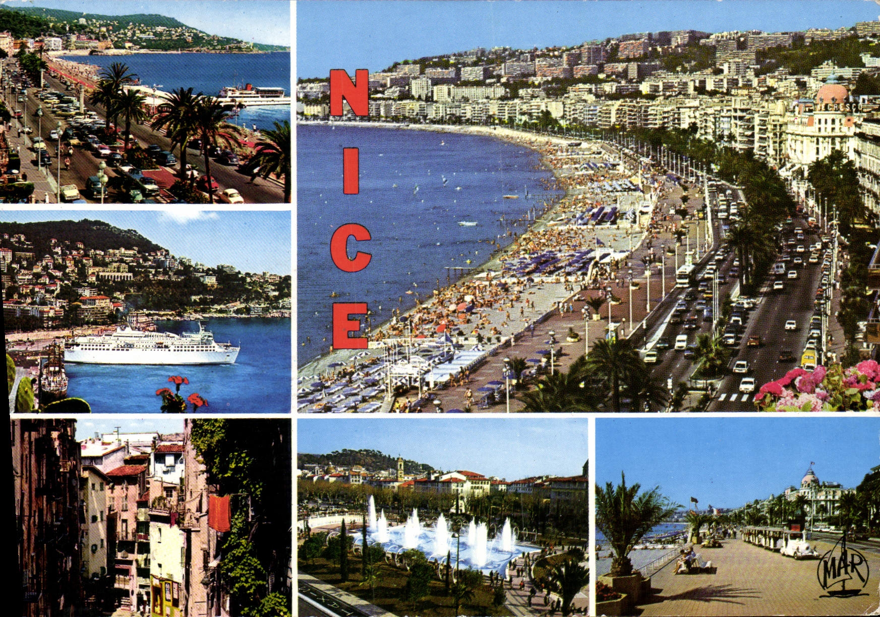 POSTAL MODERNA Niza la dimensión de riviera francesa azul