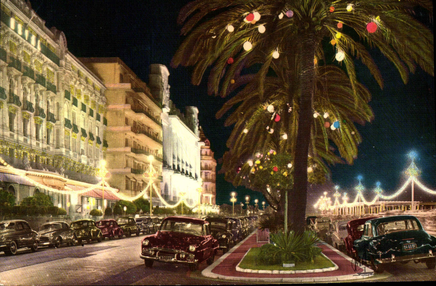 POSTAL MODERNA Niza azul de las dimensiones la caminata del inglés la noche