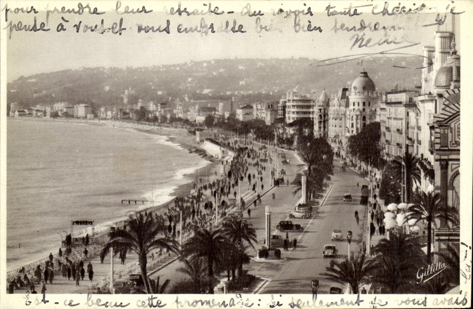 VINTAGE POSTCARD Nice hotels on the walk of English