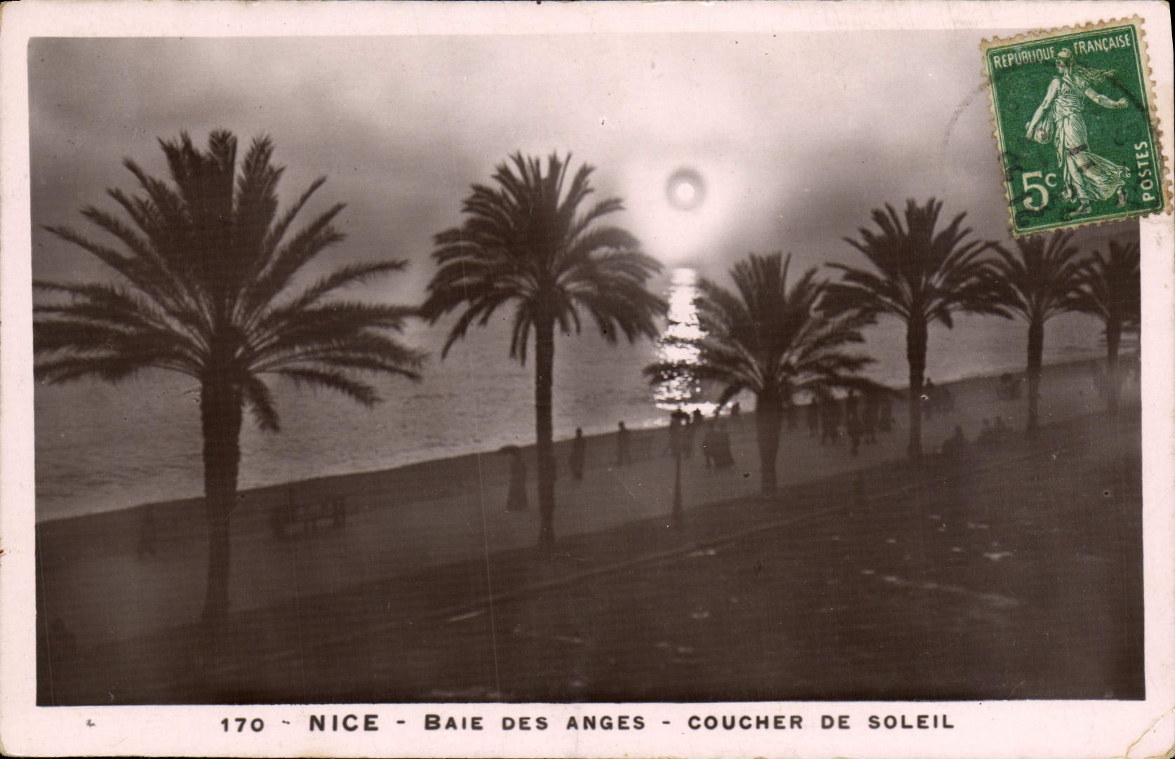 VINTAGE POSTCARD Nice Bay Of the Angels Sunset
