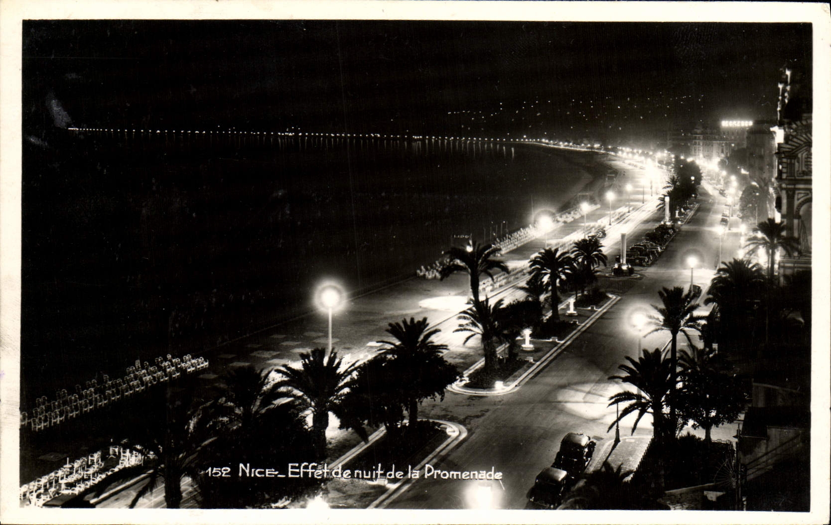 VINTAGE POSTCARD Nice Night effect of the Walk