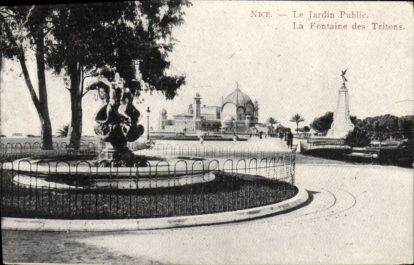 VINTAGE POSTCARD Nice the Public garden the Fountain Of the Tritons