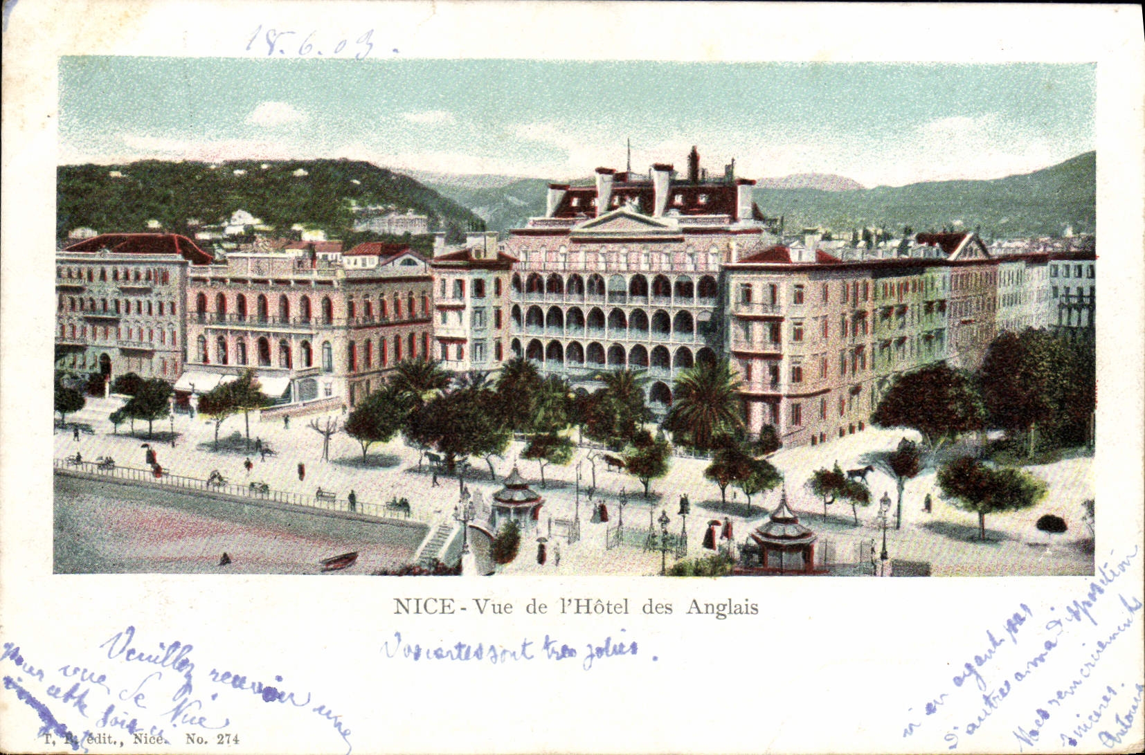 VINTAGE POSTCARD Nice Seen Of the Hotel of the English