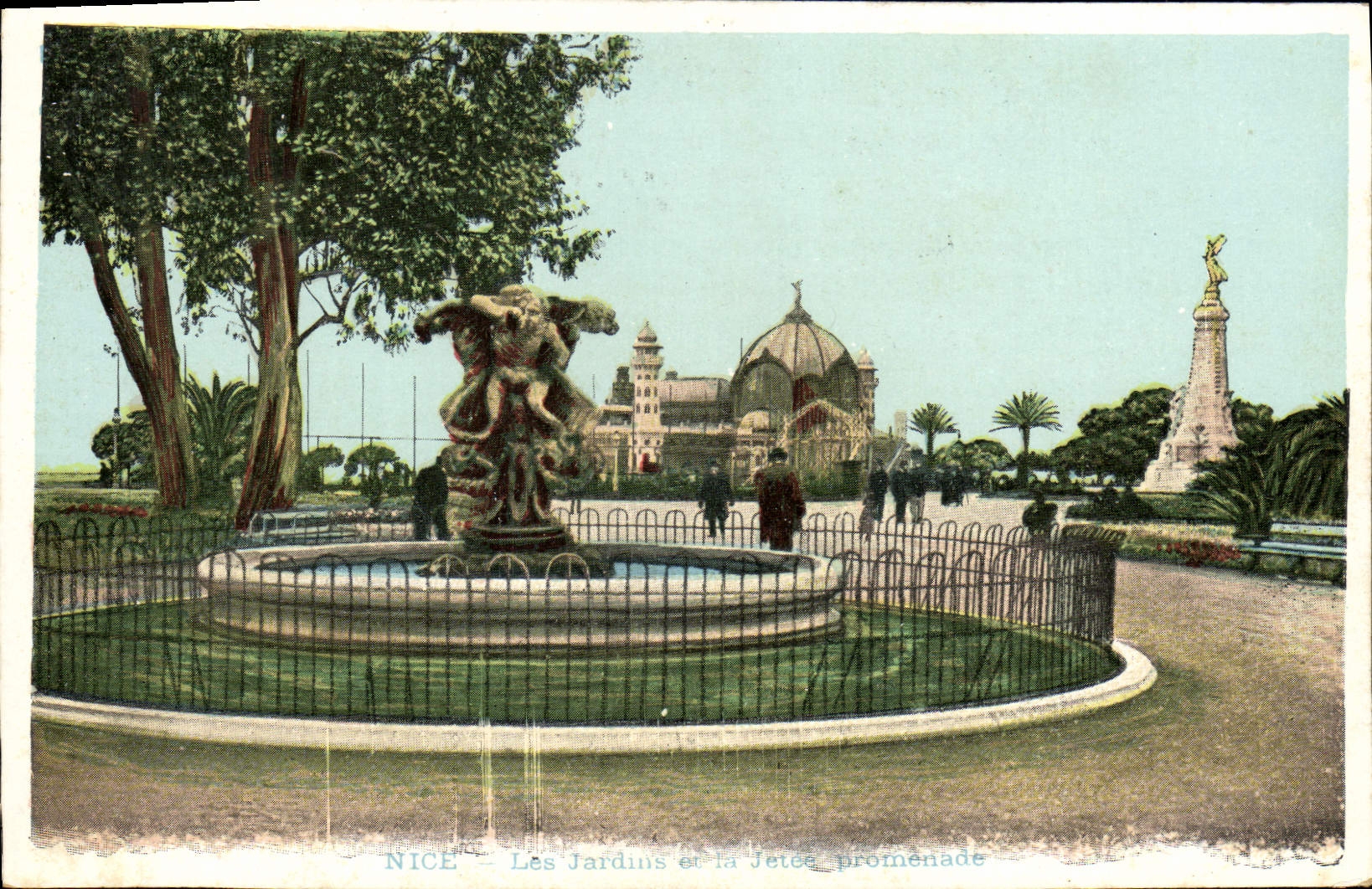 VINTAGE POSTCARD Nice gardens and the pier walk