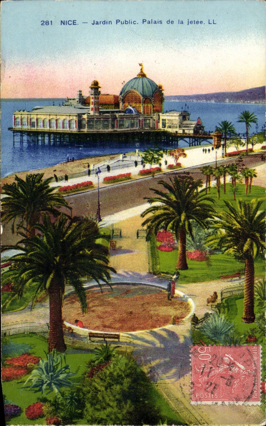 VINTAGE POSTCARD Nice Public garden Palate Of the Pier