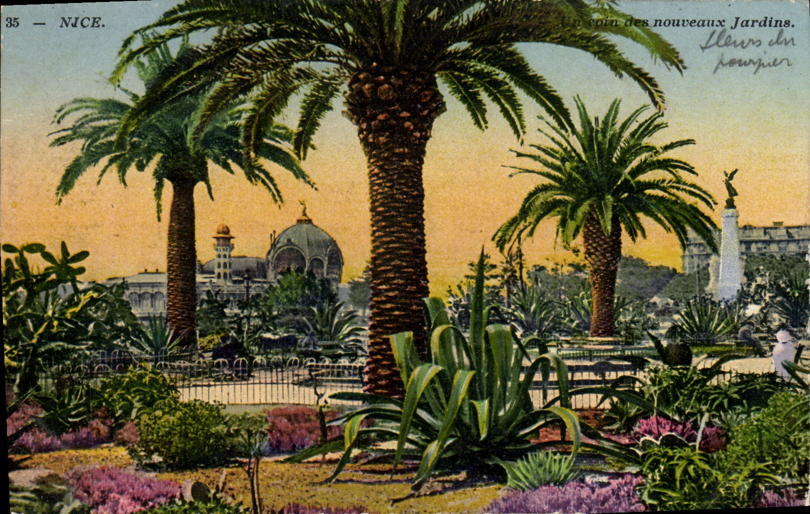 POSTAL de la VENDIMIA Niza una esquina de los nuevos jardines