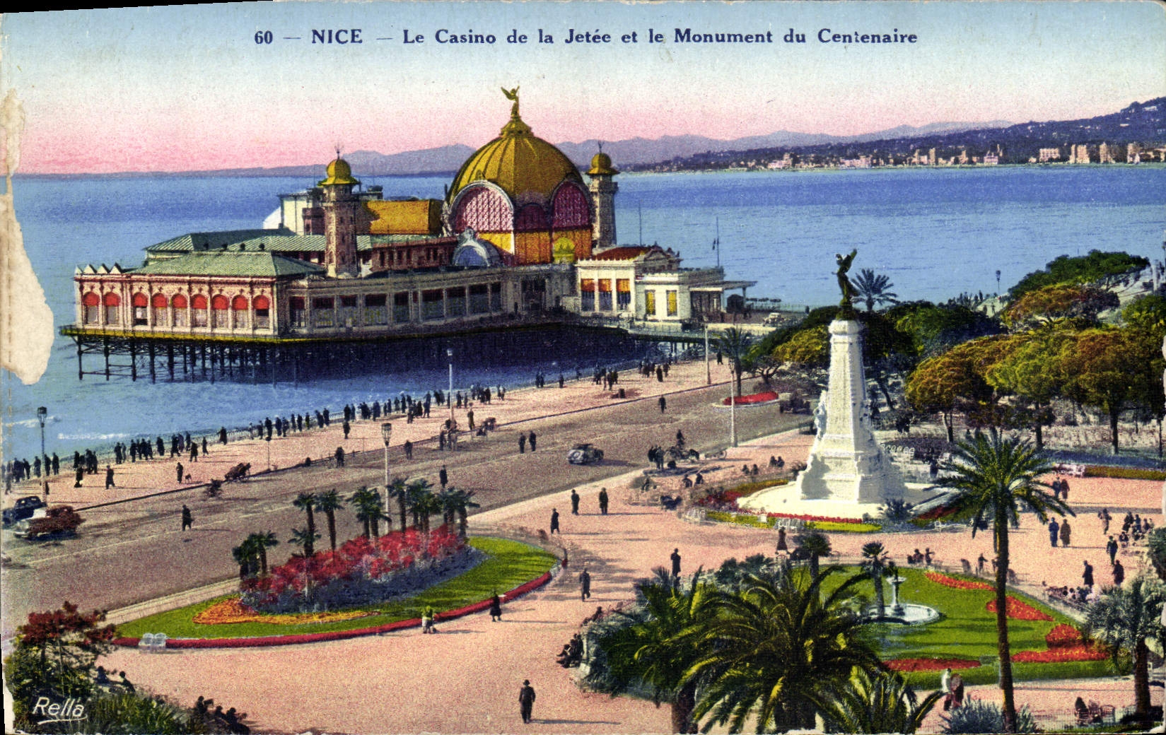 VINTAGE POSTCARD Nice the Casino of the Pier and the Monument of the Centenary