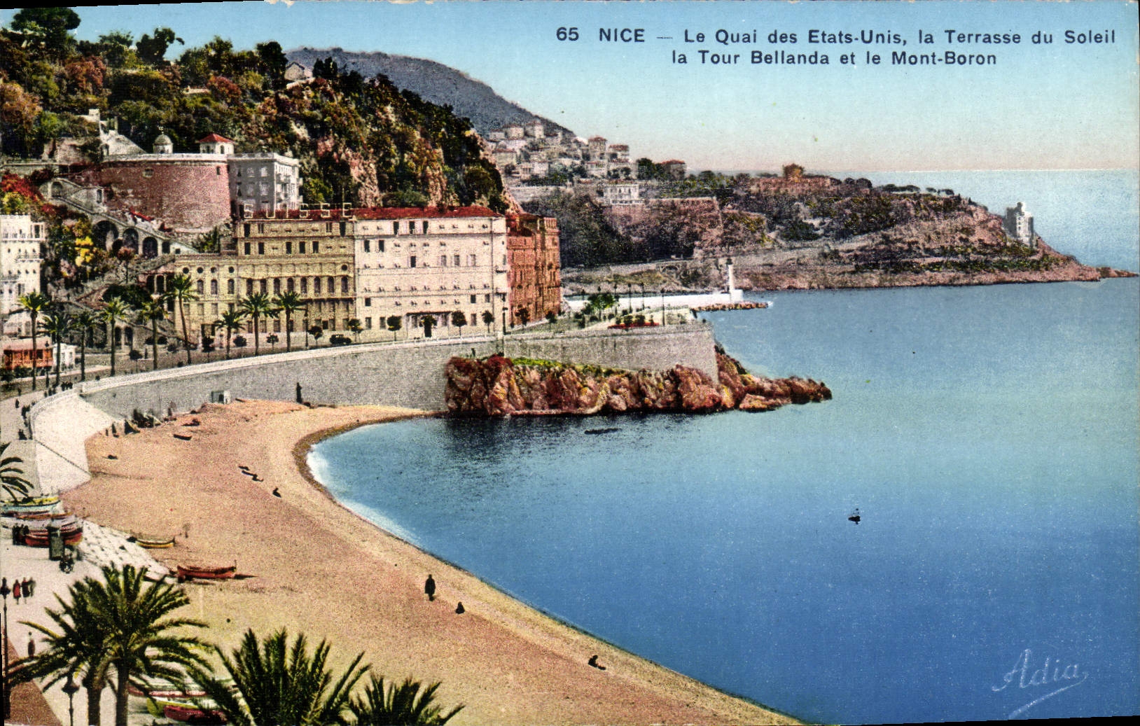 CPA Nice Le Quai des Etats Unis la Terrasse du Soleil la Tour Bellanda et le Mont Boron