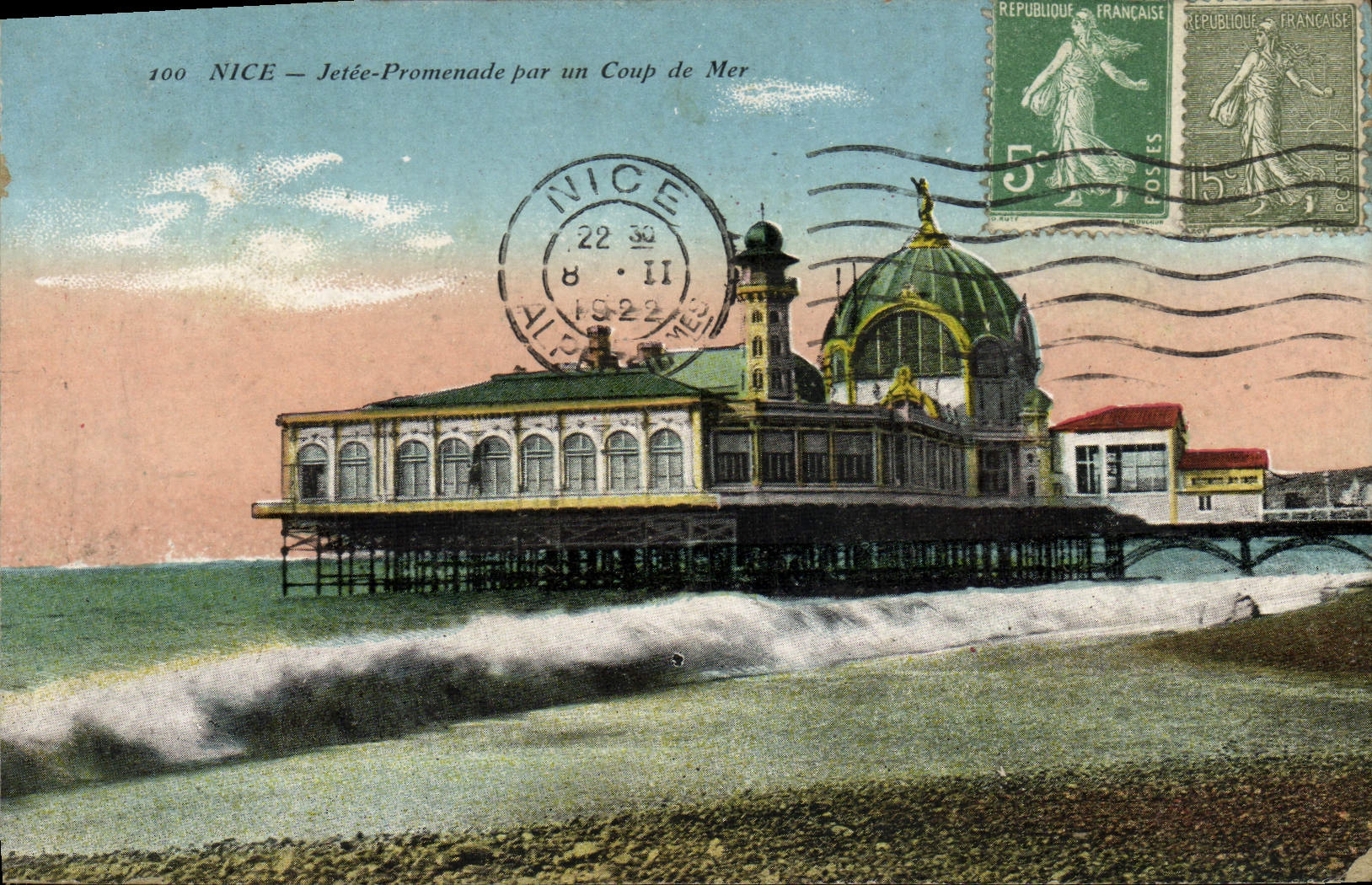 CPA Nice Jetee Promenade Par Un Coup de Mer